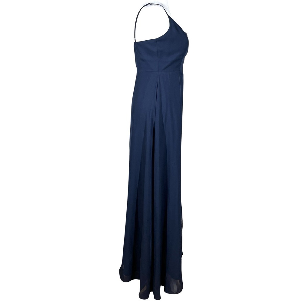 NWT Birdy Gray Amy Bridesmaid Dress Size L Navy Chiffon Maxi Slit Gala Hoco - Picture 4 of 8